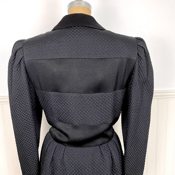 40s-50s style vintage quilted black button front dress - size M - Picture 8 of 10